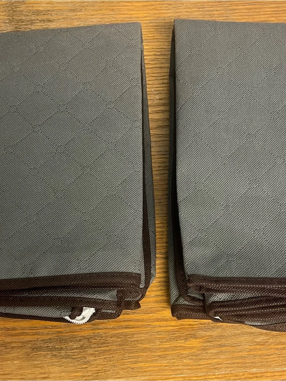 Set of Two Gray and Clear Quilted Fabric Storage Organizer